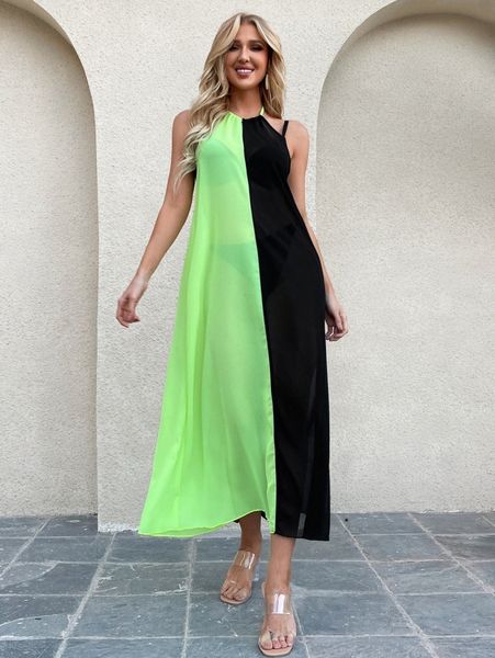 

color block chiffon cover up t4db#, White;black