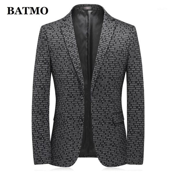 

batmo 2020 new arrival autumn casual houndstooth blazer men,men's casual jackets,plus-size m-4xl 5611, White;black