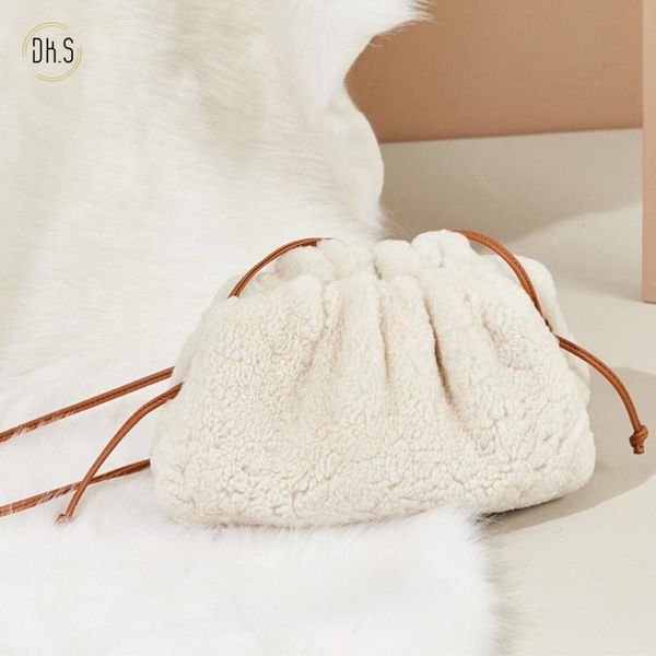 

2020 winter new style women shoulder bag designer handbags real wool messenger bag for women female crossbody bags