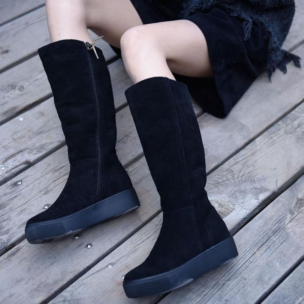 

boots artmu original winter snow 32cm knee high women plush warmful ladies flat platform fashion, Black
