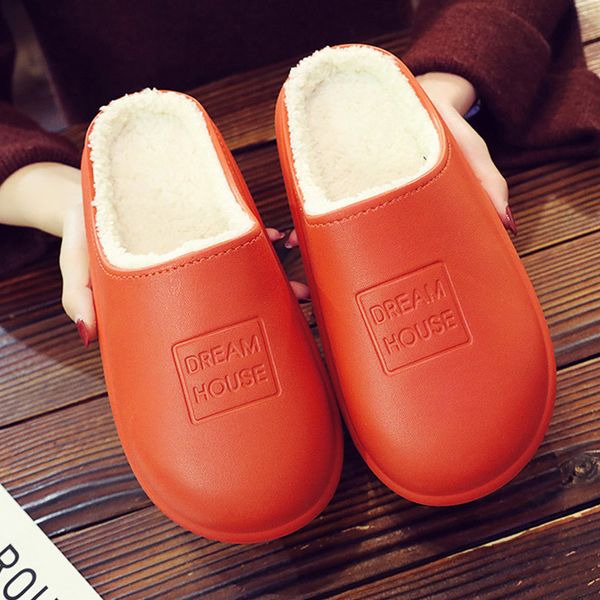 

waterproof winter shoes woman men indoor slippers warm plush lovers home slipper thick sole femael kitchen working shoes sh438 x1020, Black