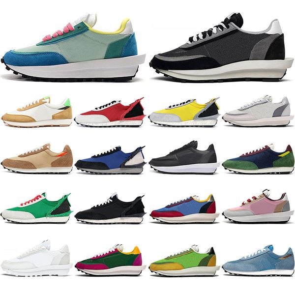 

2020 новая бегущая спортивная обувь ldv вафельная женщина черный с белым символом металлического золотом вафельных белого нейлоном racer рас