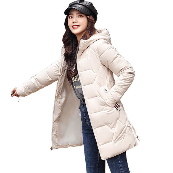 

2021 new style winter hooded warm candy wadded color female women's padded cotton jacket long parka e15z, Black