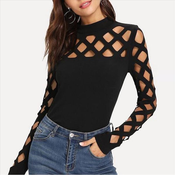 

t shirt women elegant streetwear tshirt tshirt hollow out fitted skinny t shirt ropa mujer, White