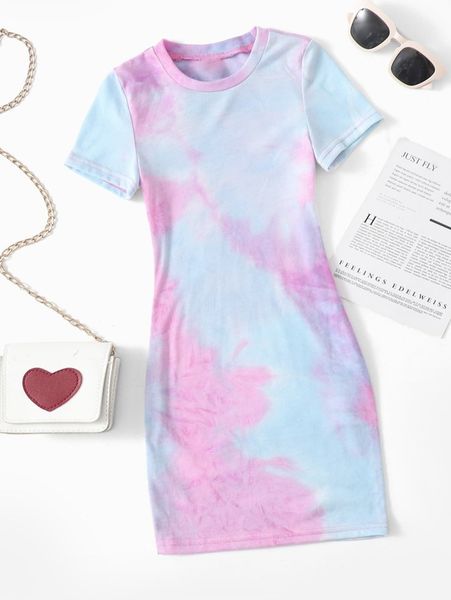 

toddler girls tie dye slim dress she, Red;yellow