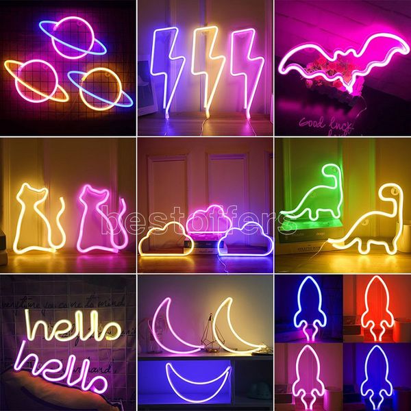 

dhl fast delivery led neon light hello wall art sign bedroom decoration rainbow hanging night lamp home party holiday decor xmas gift