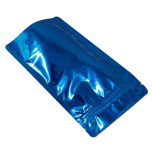 

1220cm blue glossy aluminum foil mylar bag stand up zipper pouch resealable storage bags zip lock food coffee doypack packaging h bbymuv