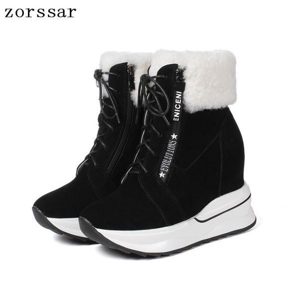 

zorssar 2020 winter warm fur women shoes woman snow boots ankle platform wedges boots fashion ladies suede boot black footwear