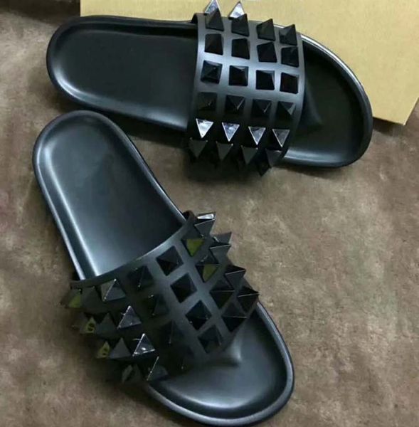 

men women summer rubber sandals beach slide fashion scuffs slippers indoor shoes size eur 35-45 with box 17, Black