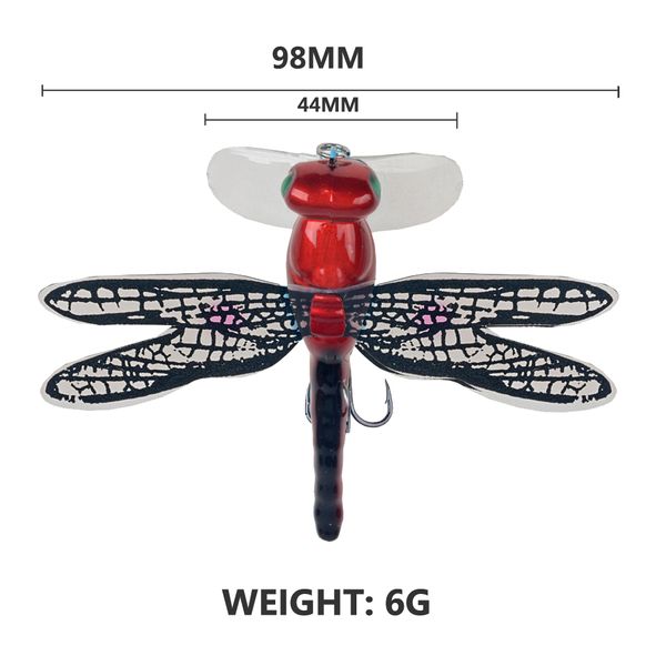 98mm 6G Topwater Dragonfly Dry Flies Flies Insetto Fly Fishing Lure Trout Popper Artificiale Bait Wobblers per Trolling Hard Lure