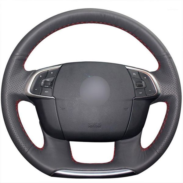 

hand sew black artificial leather car steering wheel cover for c4 c4l 2011 2012 2013 2014 2015 ds41