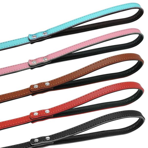 

5 colors leather dog leash long rope pet puppy cat walking training leashes for small medium large dogs chihuahua 12 bbybqw