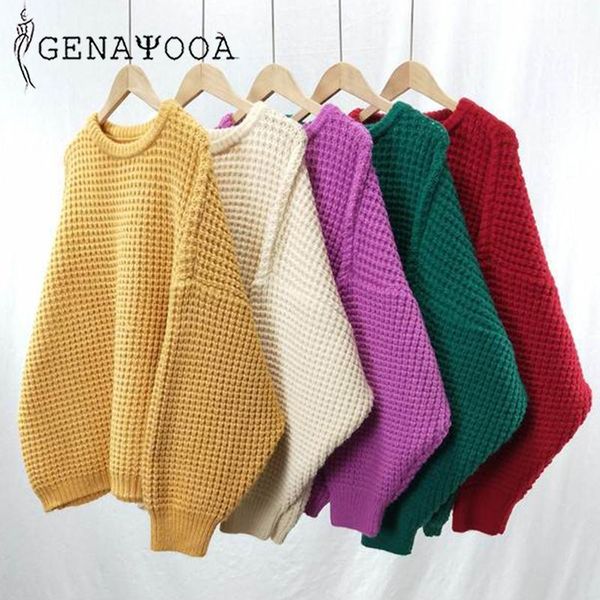 

genayooa loose women winter sweater casual o neck knitted autumn winter women sweaters pullovers long sleeve jumper ladies1, White;black