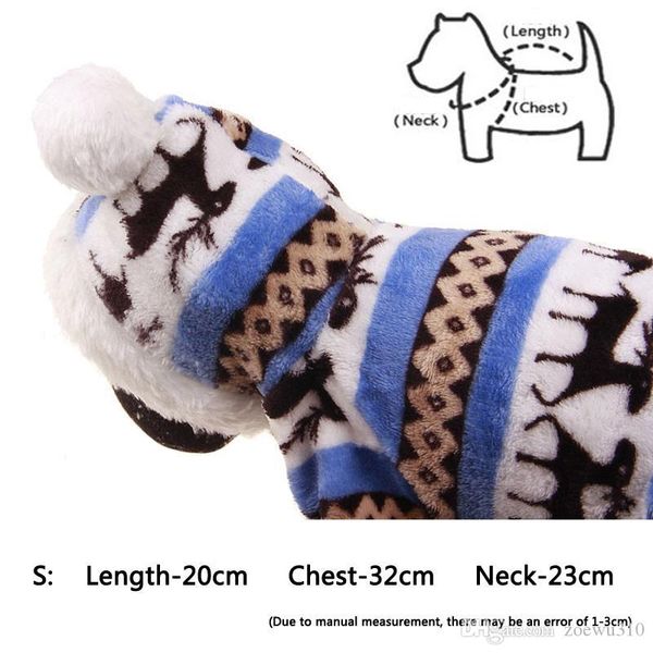 Winter Haustier Hund Kleidung Mode Haustier Welpen Warme Korallen Fleece Kleidung Rentier Schneeflocke Jacke Bekleidung Kleine Hund Mantel Hoodies S DBC WDH0984