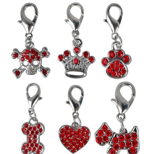 

6pcs/lot bling rhinestone dog cat collar accessories crystal charm necklace pendant accessory for small dogs accesorio jllcwa