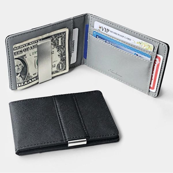 

men with clip business slim zipper coin men's wallets thin male wallet card holder #20, Red;black