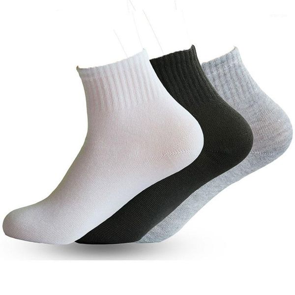 

skritts 3pair men's summer ankle socks solid color sweat-absorbent breathable cotton casual crew socks short calcetines hombre1, Black