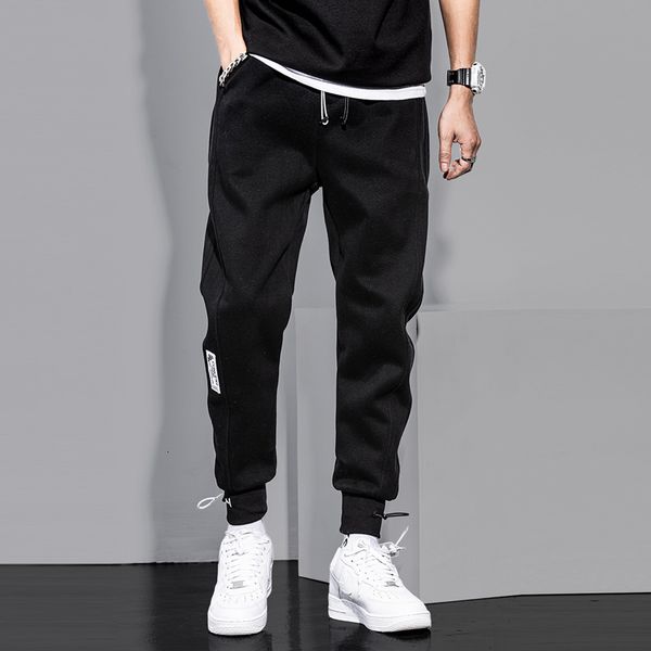 

2021 new fashion streetwear casual cargo pants men loose fit green gray black joggers wide leg trousers drawstring hip hop sweatpants azzt