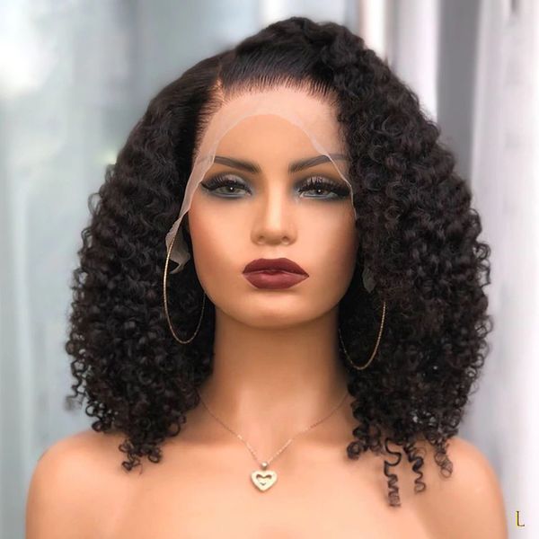 

side part synthetic lace front wig for women afro kinky curly heat resistant fiber hair wig with baby hair natural hairline, Black