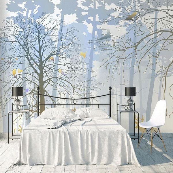 

custom mural wallpaper 3d hand painted elk forest wall painting living room tv sofa bedroom home decor papel de parede wallpaper1