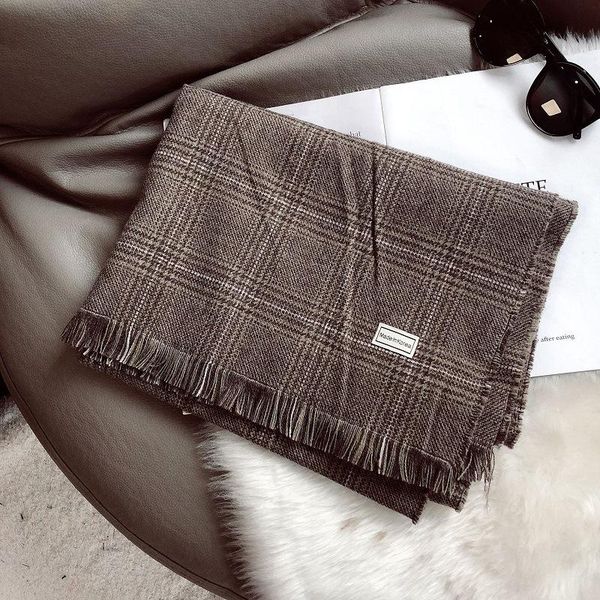 

scarves phle plaid scarf women winter all-match imitation cashmere shawl dual-use autumn style luxury satin, Blue;gray