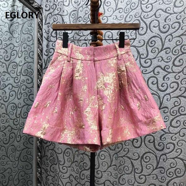 

shorts 2020 autumn winter style women vintage jacquard prints wide leg casual basic shorts ladies pink black short1, White;black