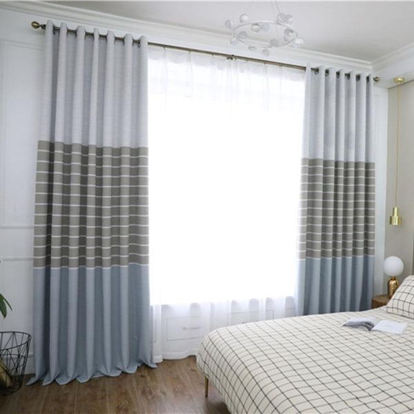 

curtain & drapes modern simple linen yarn-dyed fabric with high shading curtains for living dining room bedroom.