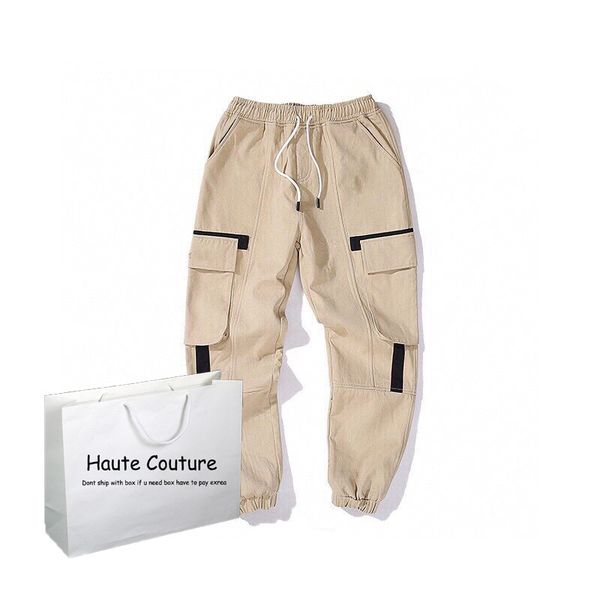 

men women ins casual sport pants running fashion mens embroidery letter pattern big pocket joggers teenager sweatpants sale, Black
