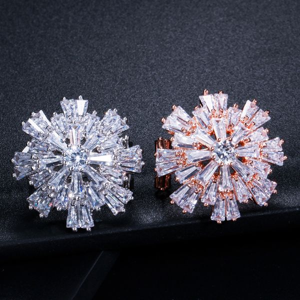 Fashion Fiocco di fiocco di neve AAA zirconia zirconia orecchino orecchino gioielli in oro rosa argento argento di fascino orecchini rame sposa nuziale orecchini di lusso sudamericano per le donne