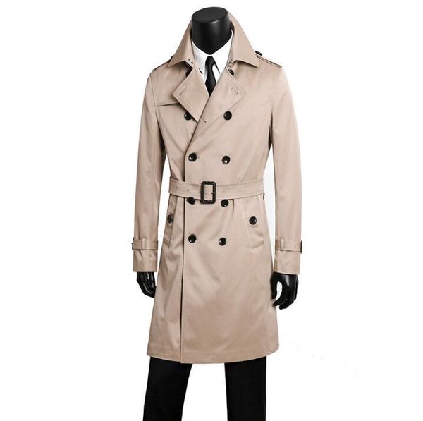 

men's trench coats mens khaki man long coat men double breasted clothes slim overcoat sleeve spring autumn designer s - 9xl, Tan;black