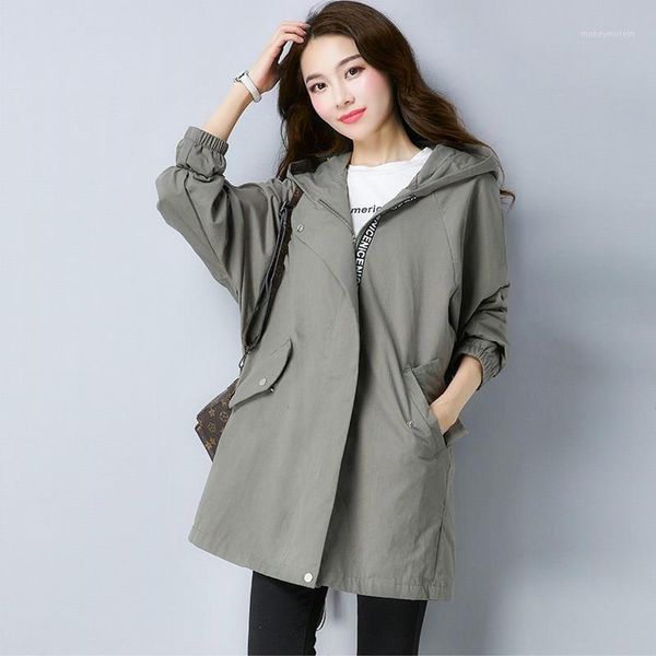 

women's trench coats women windbreaker jacket korean spring autumn hoodies plus size coat length windbreaker1, Tan;black