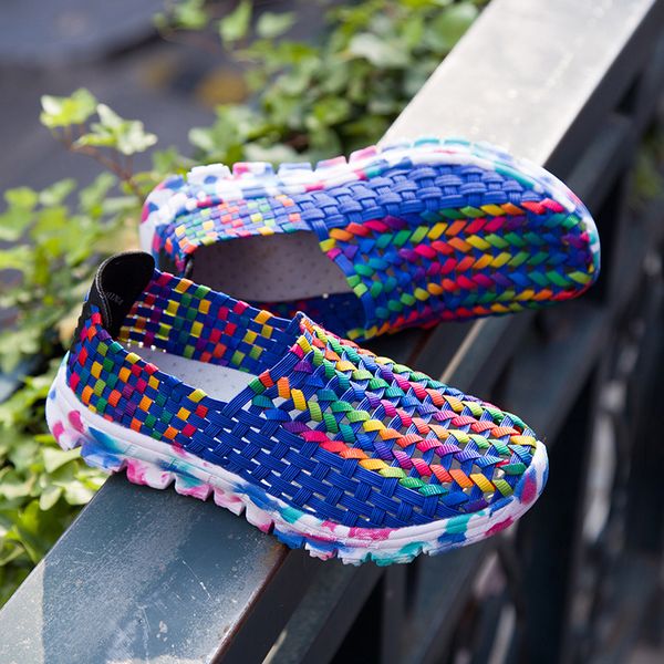 

women shoes summer flats female loafers women casual flat woven shoe breathable sneakers slip on colorful mujer plus size 41 1020, Black;white