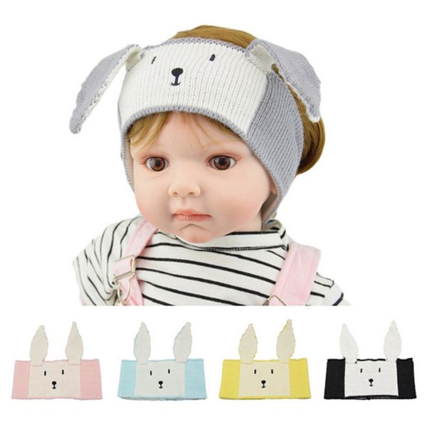 

ins easter unicorn kids cartoon knitted headband newborn cute rabbit ear earmuffs headwrap infant warm knitting hairlace headwear e121804, Slivery;white