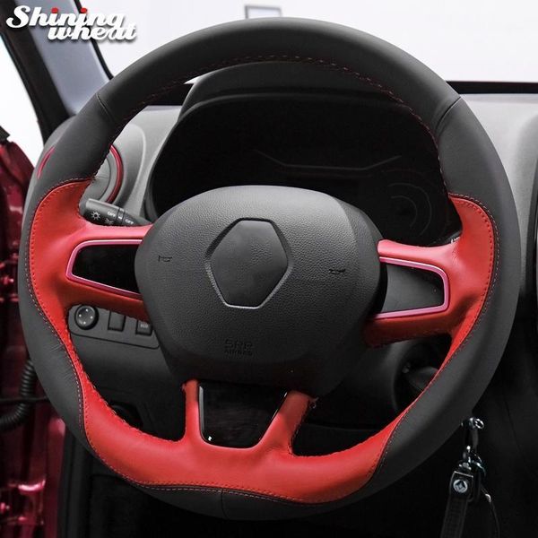 

hand sew genuine leather steering wheel cover for k-ze1