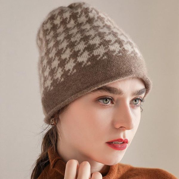 

women's hats in autumn and winter new cashmere hats thickened, Blue;gray
