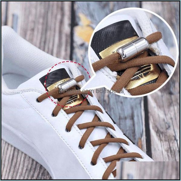 Acess￳rios para pe￧as de sapatos Sapatos 10Pair 100cm Laces Elastic sem gravata Shoes Metal Lock for Kids ADT Sneakers Quick Semicircle Shoestrings Dro