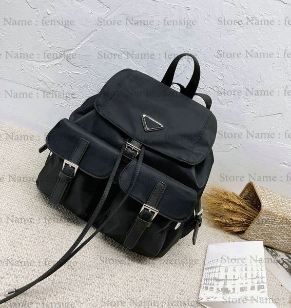 

nylon exterior backpack bag functionality multi-pocketed womens designer re-nylon backpacks black mens triangle logo luxurys lapbag