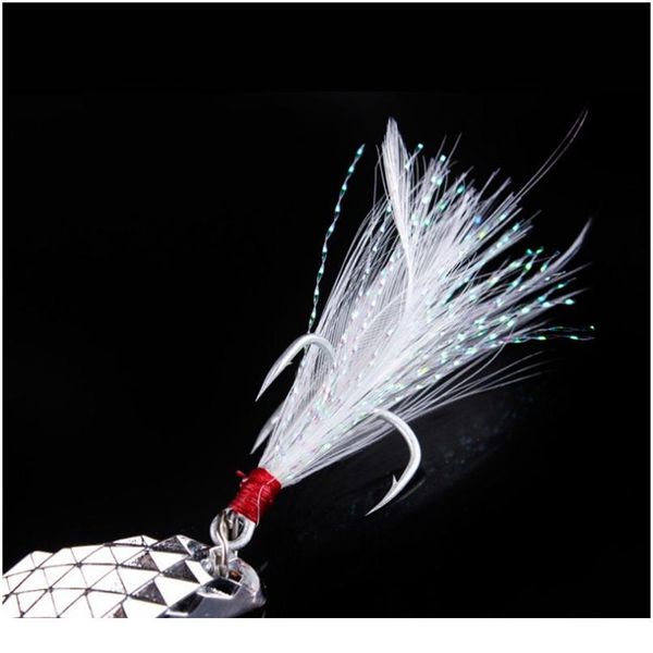 

1pcs metal spinner spoon fishing lure hard baits sequins noise paillette with feather 3 hooks fishing tackle7g /10g/ bbykne