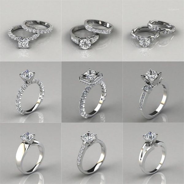 

modyle 2020 new silver color cz stone ring bijoux femme fashion jewelry bijoux crystal engagement wedding rings for women1, Slivery;golden