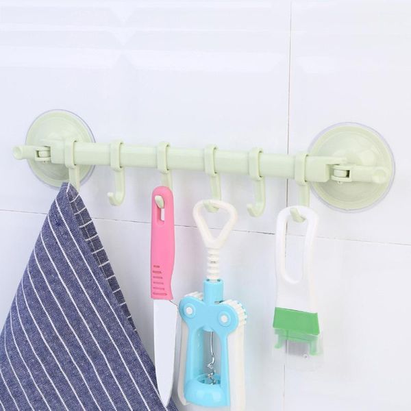 

bathroom 6 hooks vacuum rack suction cup towel bathroom kitchen holder sucker hanger hooks plastic suction cup hanging storage1