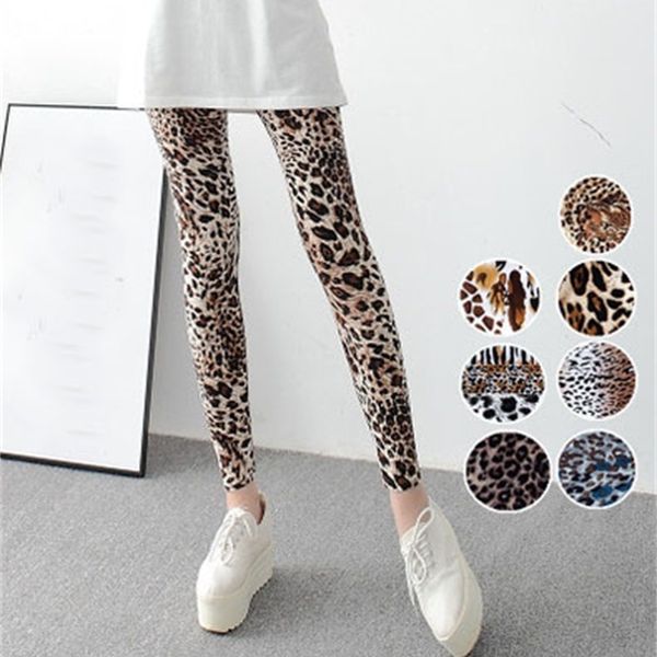 

new leopard printed leggings fashion casual elasticity pants women slim leggins, Black