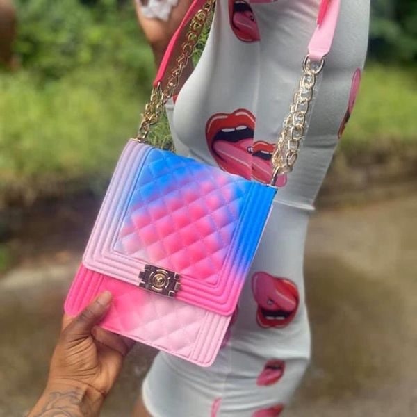 

jelly purse luxury handbags for women shoulder bag designer graffiti cluth purses pvc rainbow color women's crossbody bags tote