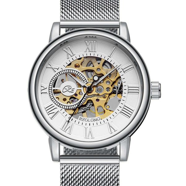 

2021 woven mesh belt all gold transparent manual mechanical men's watch ing