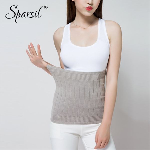 

sparsil women winter cashmere waist back support thick knited cummerbund slim female exercise warm waist-protector belt y200513, Black;brown