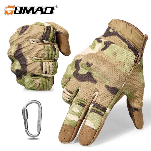 

men's airsoft full finger glove touch screen multicam camo tactical gloves military sport climbing shooting paintball mittens bbypke, Black