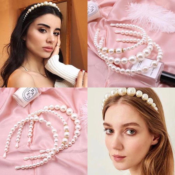 

imitation pearls hairbands for women headband make up hairband girl sweet wedding party hair hoop headdress hair accessories h sqcdfb, Black;brown