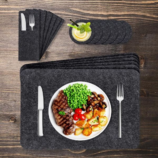 

18pcs/set Creative Placemats Drink Accessories Round Felt Heat Resistant Cup Mat Hot Drink Mug Placemat