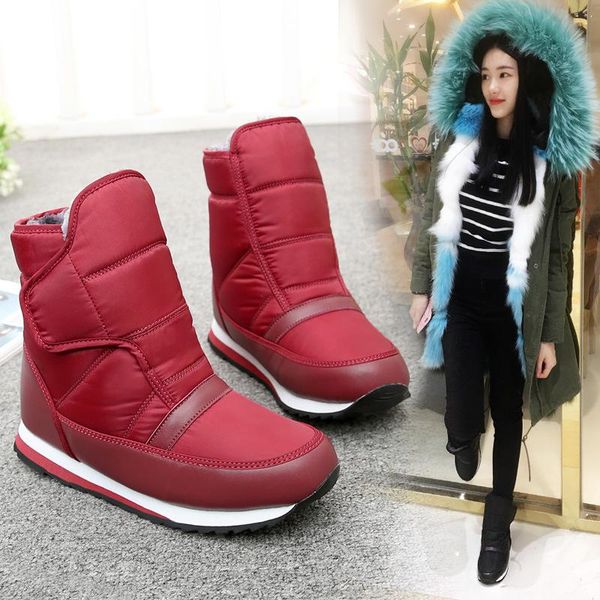 

2020 women snow boots female short tube flat warm boots women fashion winter ankle plus size antislip girl, Black