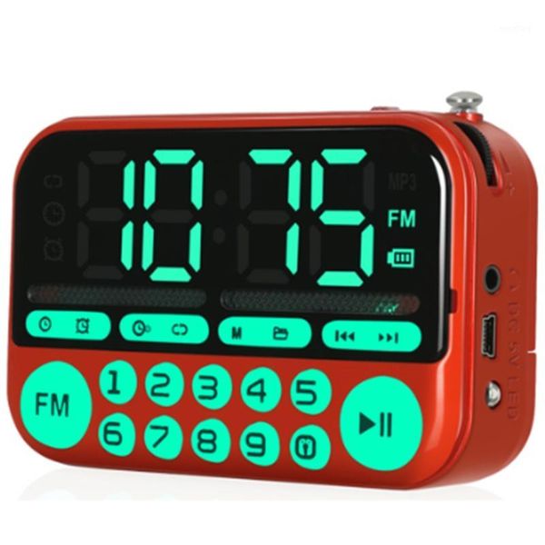 

portable mini fm radio stereo speakers music player backlight button clock1