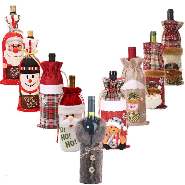 

cute decorations for home wine bottle covers santa claus snowman elk merry christmas gifts new year navidad decor 2020